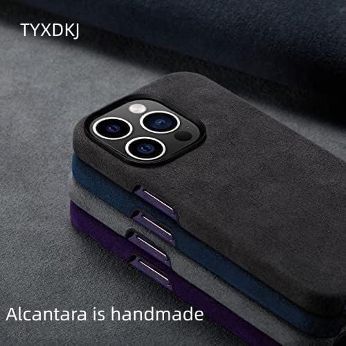 Tyxdkj Alcantara התואם למקרה iPhone 13 Pro Max עם כיסוי זמש סינטטי עטוף למחצה בעבודת יד [תואם ל- Magsafe] טעינה אלחוטית